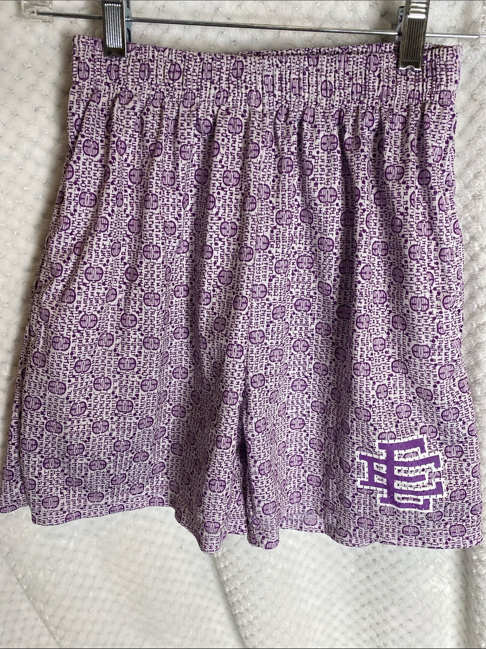 Eric Emanuel purple print athletic style shorts